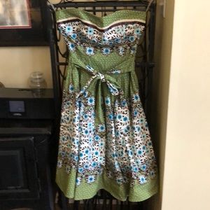 Strapless zipper back 97%cotton dress